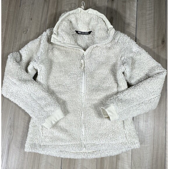 Helly Hansen Womens Deep Pile Fleece Jacket Full Zip Size Small Cream Ivory - Picture 1 of 9